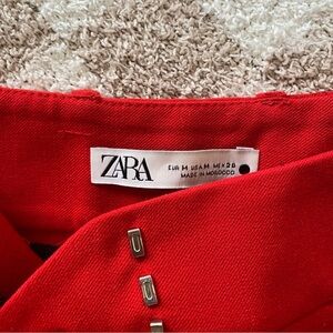 zara red mini skirt